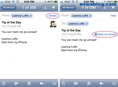 marcar correo como no leído en iPhone e iPad