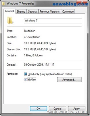 Esconder carpetas o archivos en Windows 7