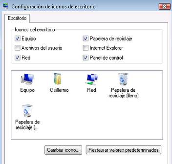 Quitar iconos de escritorio de Windows 7