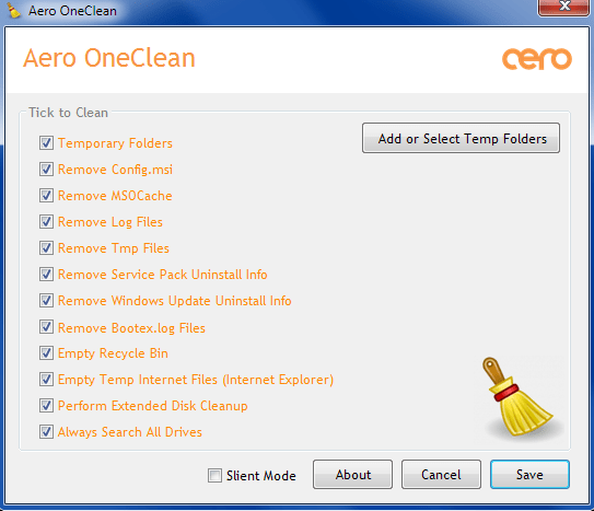Aero OneClean, optimizar Windows fácilmente
