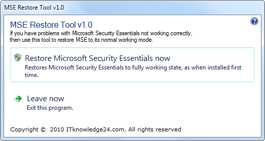 Repara y restaura Microsoft Security Essentials con MSE Restore